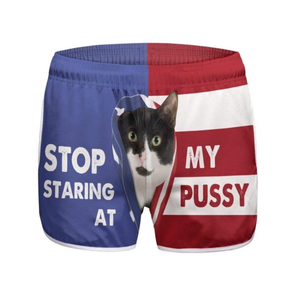 Gearhumans 3D Tuxedo Cat Stop Staring at My Pussy Custom Women Beach Shorts Swim Trunk GV30076 Women Shorts