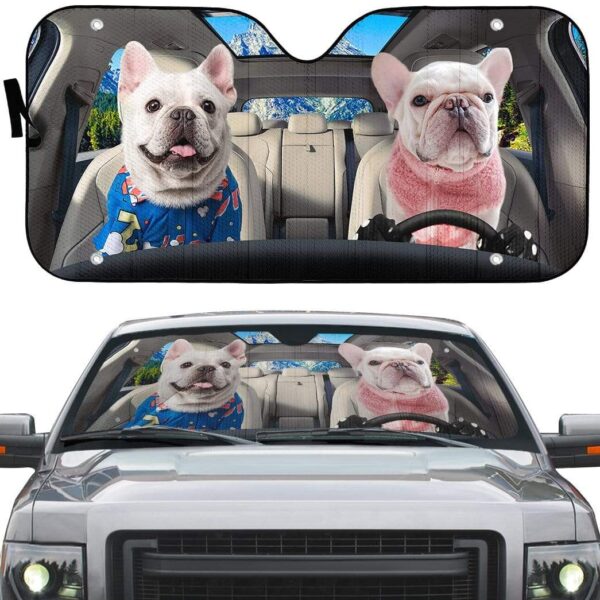 gearhumans 3D Two Bulldog In Car Custom Car Auto Sunshade GV220617 Auto Sunshade