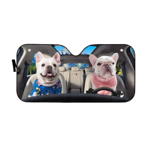 gearhumans 3D Two Bulldog In Car Custom Car Auto Sunshade GV220617 Auto Sunshade 57''x27.5'' 
