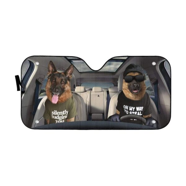 gearhumans 3D Two Cool German Shepherd Dog Custom Car Auto Sunshade GN14071 Auto Sunshade 57''x27.5'' 