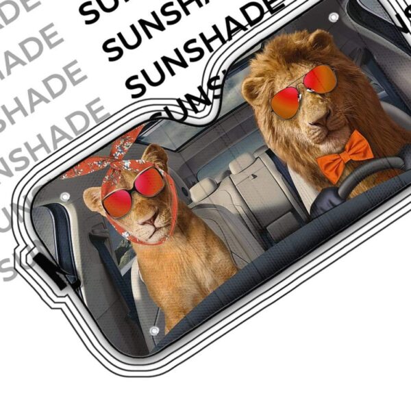 gearhumans 3D Two Cool Lions Custom Car Auto Sunshade GN14072 Auto Sunshade
