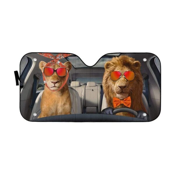 gearhumans 3D Two Cool Lions Custom Car Auto Sunshade GN14072 Auto Sunshade 57''x27.5'' 