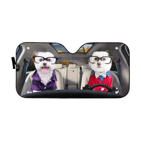 gearhumans 3D Two Cute Terrier Dogs Custom Car Auto Sunshade GV23069 Auto Sunshade 57''x27.5'' 