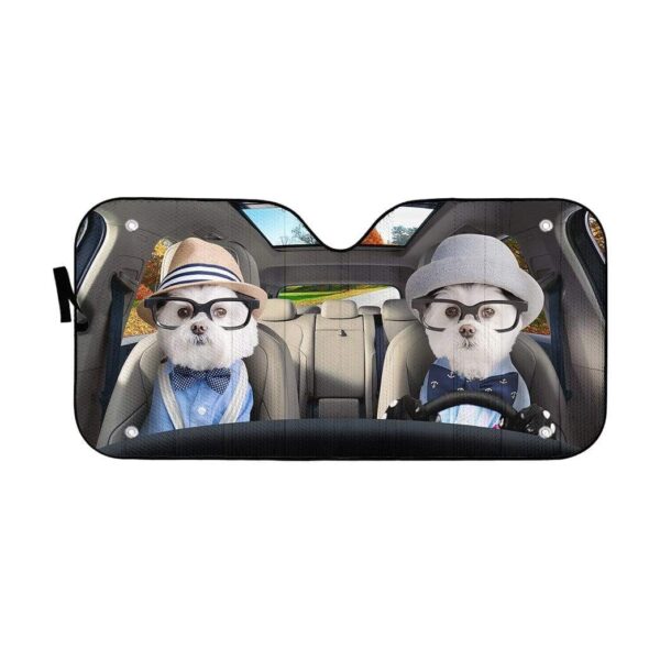 gearhumans 3D Two Friend Soulmate Terrier Dogs Custom Car Auto Sunshade GV230616 Auto Sunshade 57''x27.5'' 