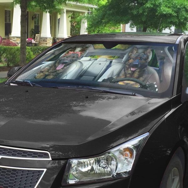 gearhumans 3D Two German Shepherd Dog Custom Car Auto Sunshade GV130711 Auto Sunshade