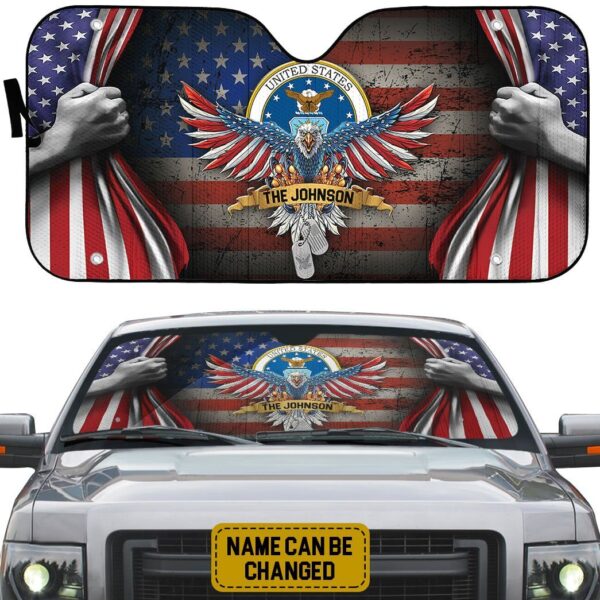 Gearhumans 3D US Air Force 4th July Custom Name Car Auto Sunshade GS08062110 Auto Sunshade