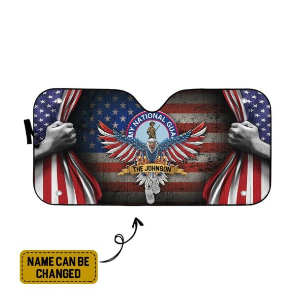 Gearhumans 3D US Army National Guard 4th July Custom Name Car Auto Sunshade GS09062112 Car Hanging Car Hanging/1 Pack 57''x27.5''