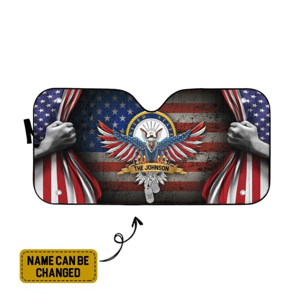 Gearhumans 3D US Navy 4th July Custom Name Car Auto Sunshade GS0806217 Auto Sunshade 57''x27.5'' 