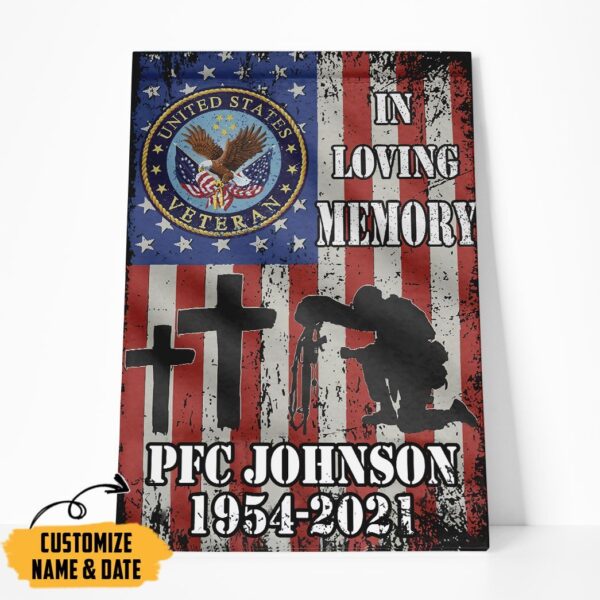 Gearhumans 3D US Veteran Memory Custom Name Custom Date Canvas GW0705212 Canvas 1 Piece Non Frame M