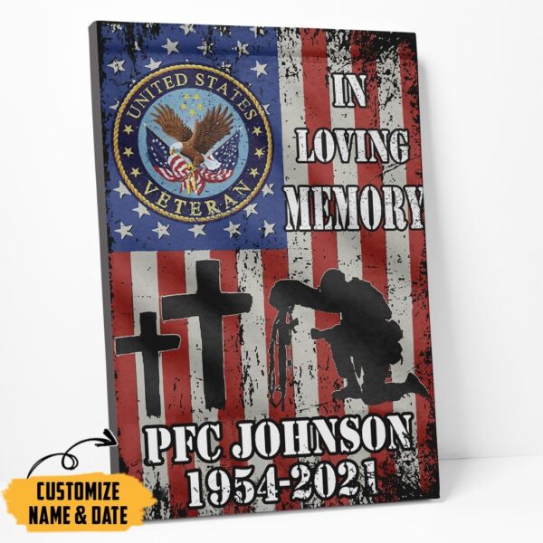Gearhumans 3D US Veteran Memory Custom Name Custom Date Canvas GW0705212 Canvas