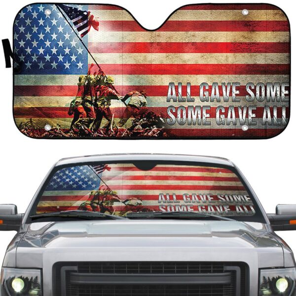 Gearhumans 3D US Veteran Some Gave All Custom Car Auto Sunshade GW0705213 Auto Sunshade