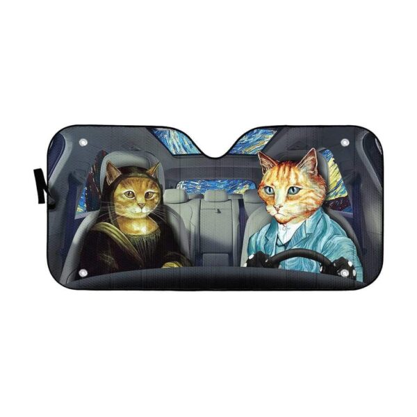 gearhumans 3D Van Gogh And Mona Lisa Custom Car Auto Sunshade GL100832 Auto Sunshade 57''x27.5'' 