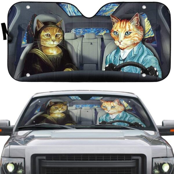 gearhumans 3D Van Gogh And Mona Lisa Custom Car Auto Sunshade GL100832 Auto Sunshade