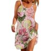 Gearhumans 3D Vintage Roses And Lilies Are Dancing To The Tune Of Air Custom Beach Dress GO04062110 Beach Dress Beach Dress S