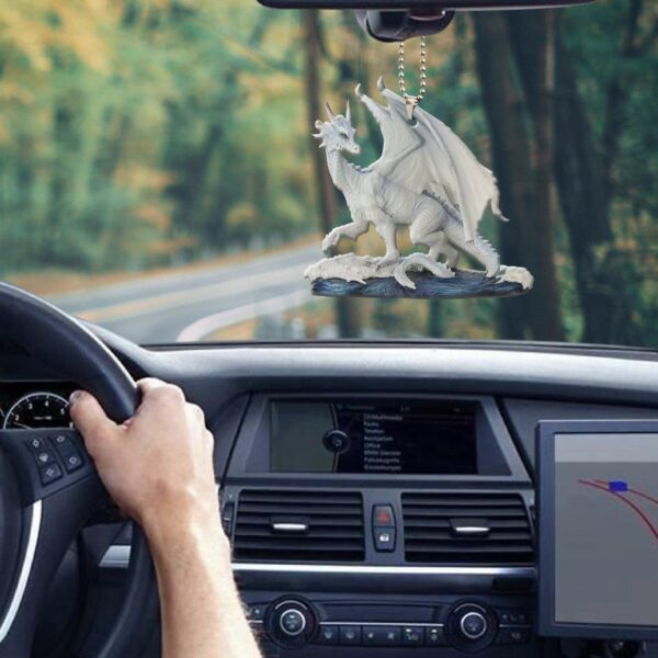 Gearhumans 3D Walking White Dragon Car Hanging GJ25052104 Car Hanging 