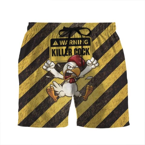 Gearhumans 3D Warning Killer Cock Custom Beach Shorts Swim Trunks GS08075 Men Shorts Men Shorts S