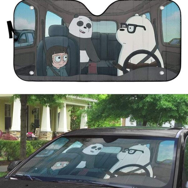 gearhumans 3D we bare bears 2020 Custom Car Auto Sunshade GV22072 Auto Sunshade 