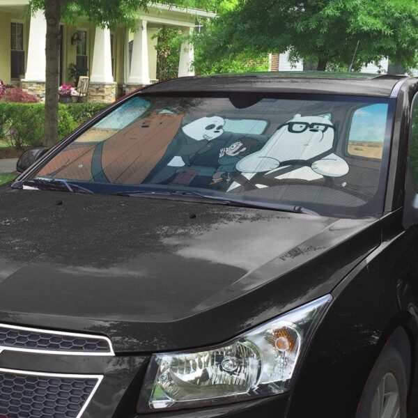 gearhumans 3D we bare bears 2020 drive Custom Car Auto Sunshade GV22078 Auto Sunshade