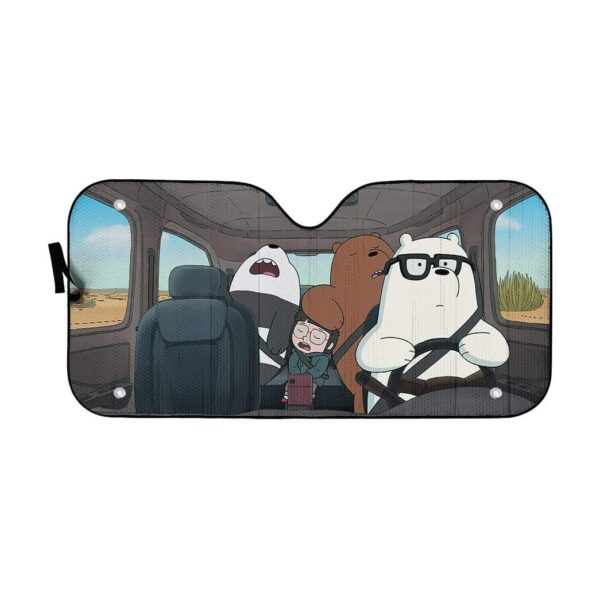 gearhumans 3D we bare bears 2020 driving Custom Car Auto Sunshade GV22077 Auto Sunshade 57''x27.5'' 