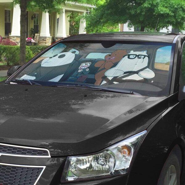 gearhumans 3D we bare bears 2020 Happy Custom Car Auto Sunshade GV22076 Auto Sunshade