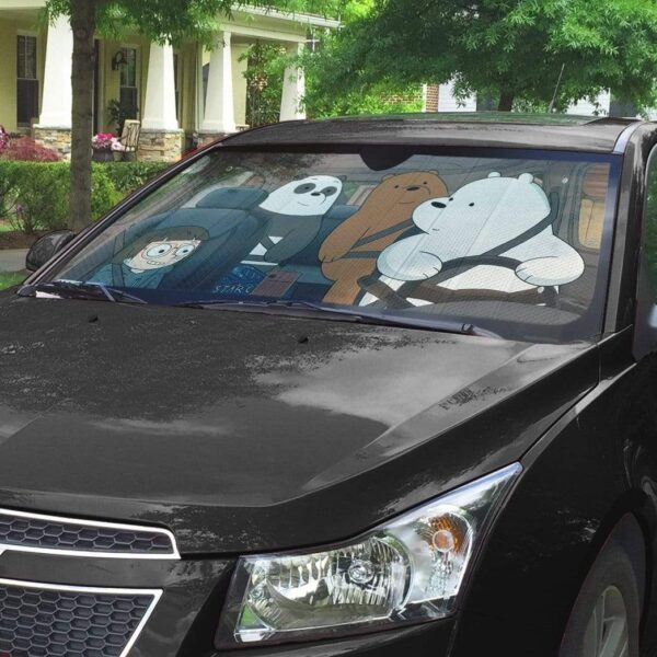 gearhumans 3D we bare bears 2020 Movie Custom Car Auto Sunshade GV22073 Auto Sunshade