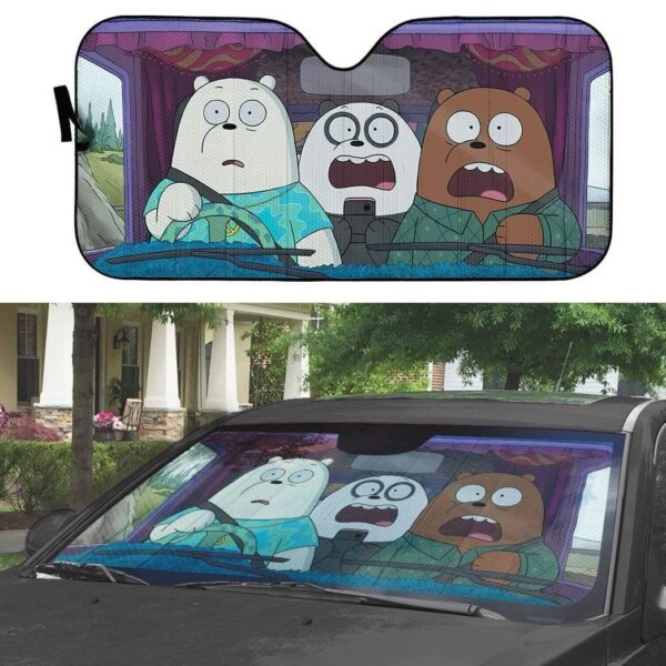 gearhumans 3D We Bare Bears Custom Car Auto Sunshade GV20073 Auto Sunshade 