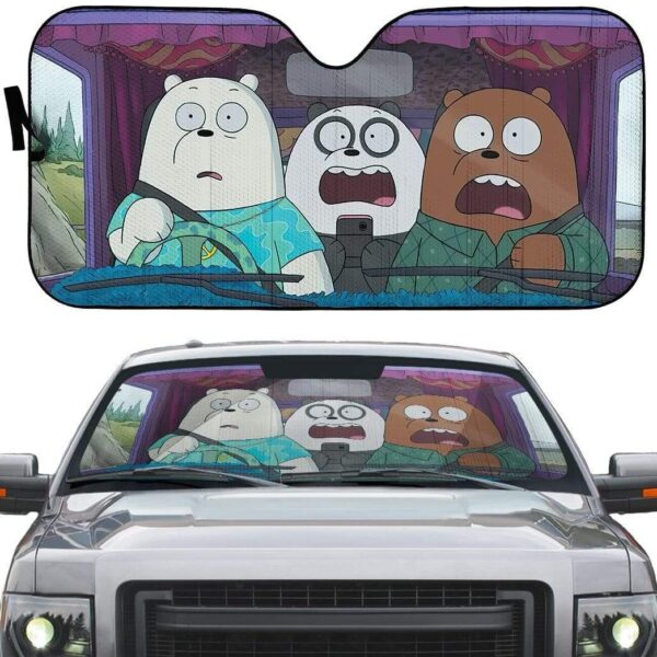 gearhumans 3D We Bare Bears Custom Car Auto Sunshade GV20073 Auto Sunshade