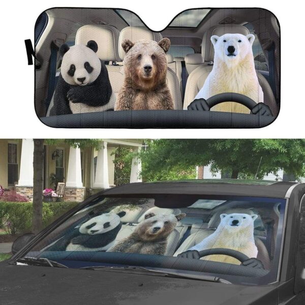 gearhumans 3D We Bare Bears Custom Car Auto Sunshade GW23063 Auto Sunshade