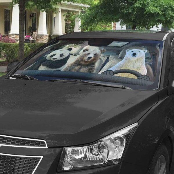 gearhumans 3D We Bare Bears Custom Car Auto Sunshade GW23063 Auto Sunshade 