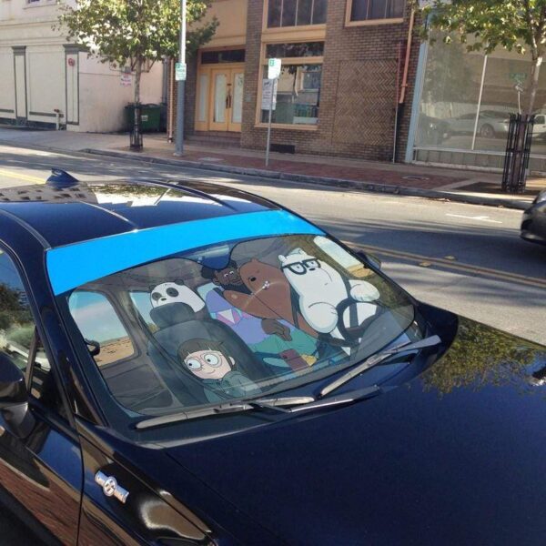 gearhumans 3D We bare bears Happy Custom Car Auto Sunshade GV21073 Auto Sunshade 