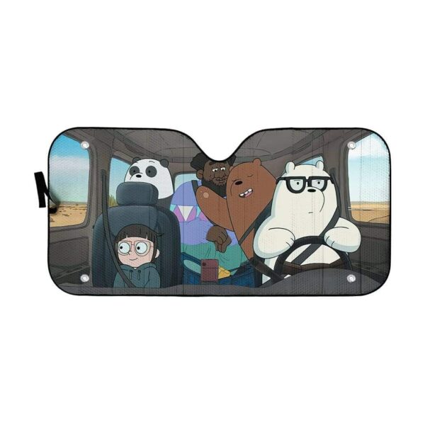 gearhumans 3D We bare bears Happy Custom Car Auto Sunshade GV21073 Auto Sunshade 57''x27.5'' 