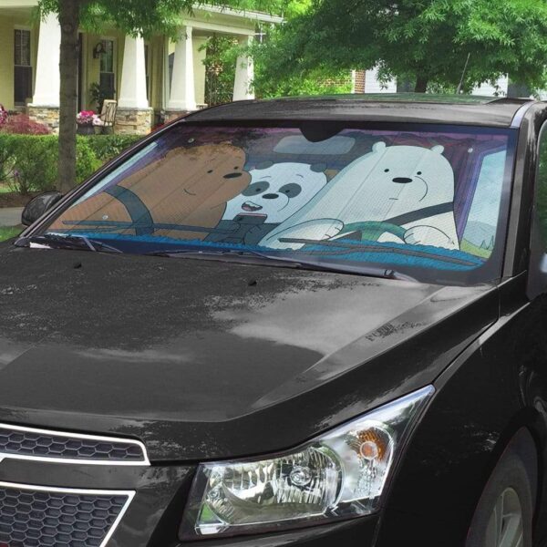 gearhumans 3D We Bare Bears in Car Custom Car Auto Sunshade GV20074 Auto Sunshade