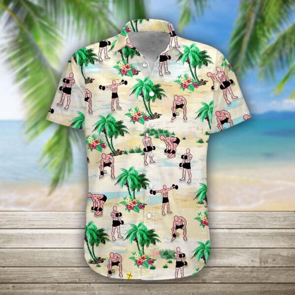 Gearhumans 3D Weight Lifting Hawaii Shirt hawaii Short Sleeve Shirt