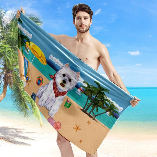 Gearhumans 3D West Highland Terrier Dog Custom Beach Towel GW12052133 Towel 
