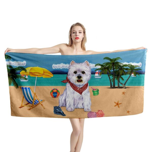 Gearhumans 3D West Highland Terrier Dog Custom Beach Towel GW12052133 Towel