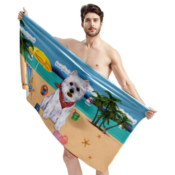Gearhumans 3D West Highland Terrier Dog Custom Beach Towel GW12052133 Towel 