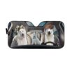 gearhumans 3D White Shepherd Dogs Custom Car Auto Sunshade GW09065 Auto Sunshade 57''x27.5''