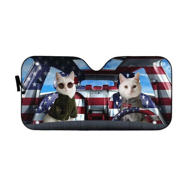 gearhumans 3D White Shorthair Cats Custom Car Auto Sunshade GV02066 Auto Sunshade 57''x27.5'' 