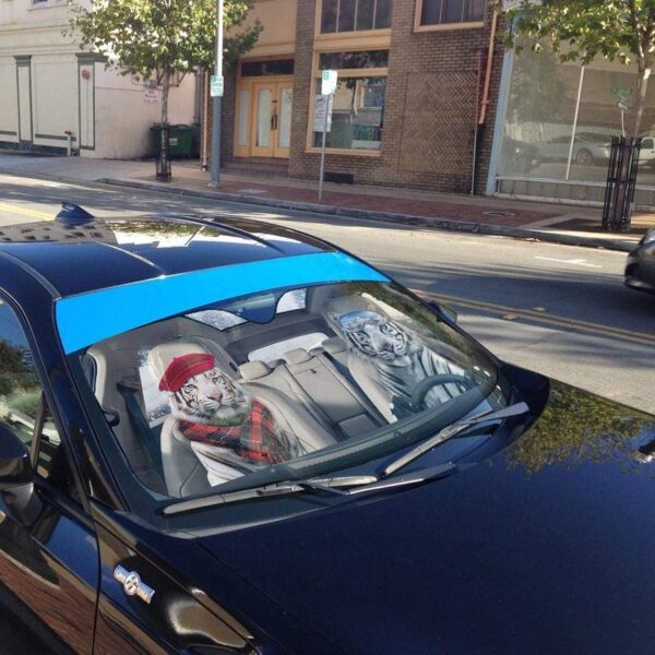 gearhumans 3D White Tiger Custom Car Auto Sunshade GS06075 Auto Sunshade 