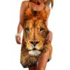 Gearhumans 3D Wild Animal Lion Custom Beach Dress GW3105219 Beach Dress Beach Dress S