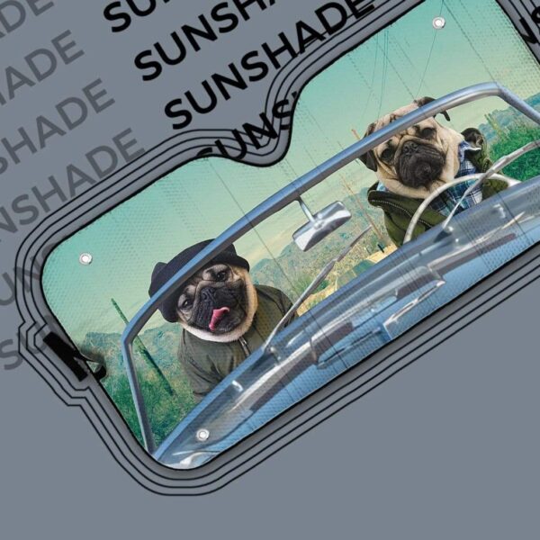 gearhumans 3D Winter Friend Pugs Driving Roadster Custom Car Auto Sunshade GV18063 Auto Sunshade