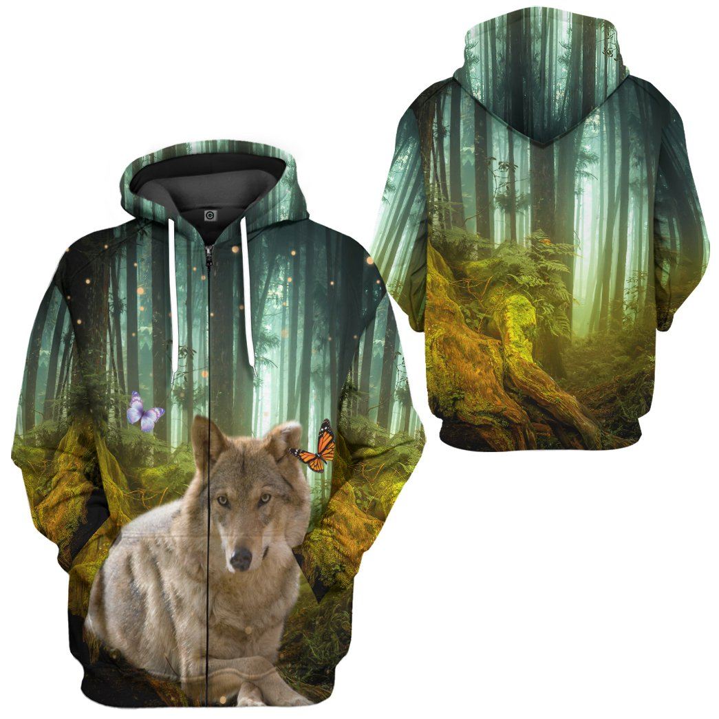 Gearhumans 3D Wolf Jungle Custom Tshirt Hoodie Apparel GW02062129 3D Apparel