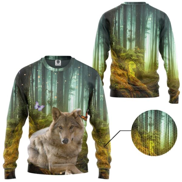 Gearhumans 3D Wolf Jungle Custom Tshirt Hoodie Apparel GW02062129 3D Apparel
