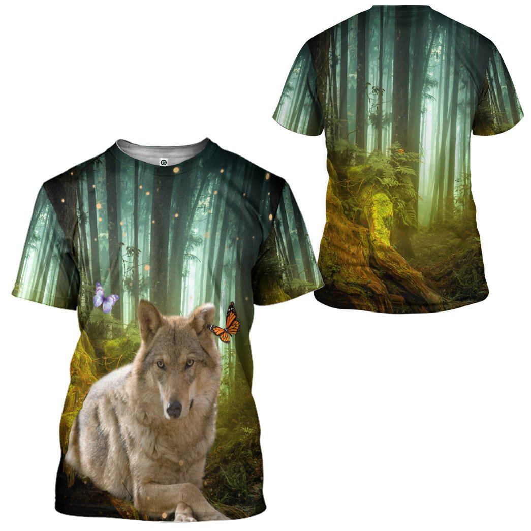 Gearhumans 3D Wolf Jungle Custom Tshirt Hoodie Apparel GW02062129 3D Apparel
