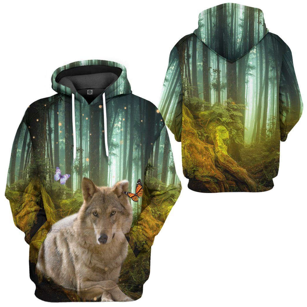 Gearhumans 3D Wolf Jungle Custom Tshirt Hoodie Apparel GW02062129 3D Apparel