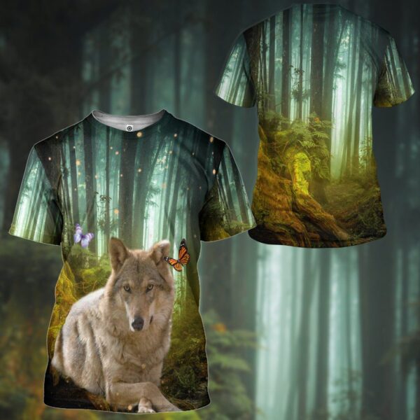 Gearhumans 3D Wolf Jungle Custom Tshirt Hoodie Apparel GW02062129 3D Apparel