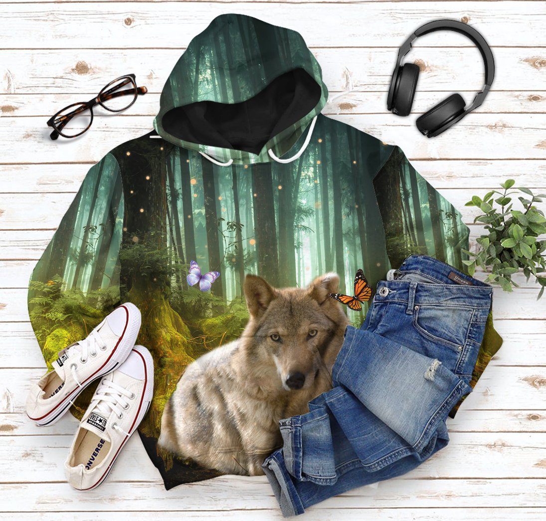 Gearhumans 3D Wolf Jungle Custom Tshirt Hoodie Apparel GW02062129 3D Apparel