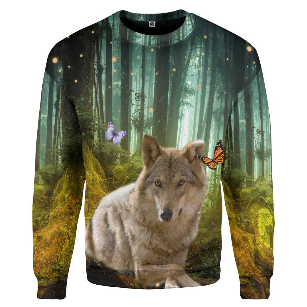 Gearhumans 3D Wolf Jungle Custom Tshirt Hoodie Apparel GW02062129 3D Apparel Long Sleeve S