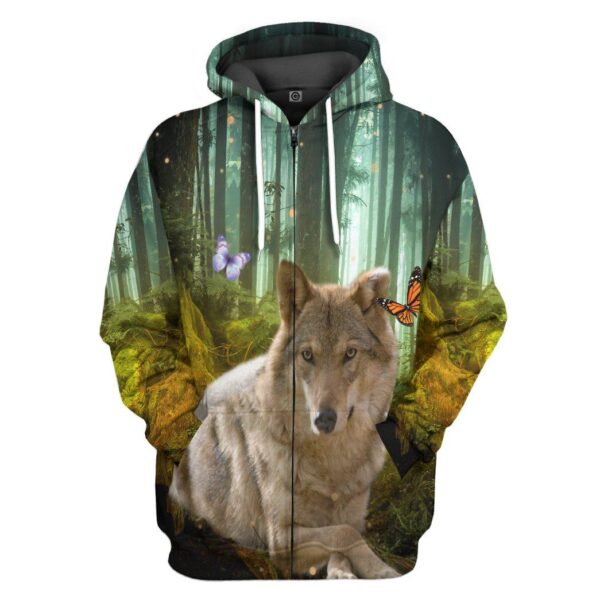 Gearhumans 3D Wolf Jungle Custom Tshirt Hoodie Apparel GW02062129 3D Apparel Zip Hoodie S