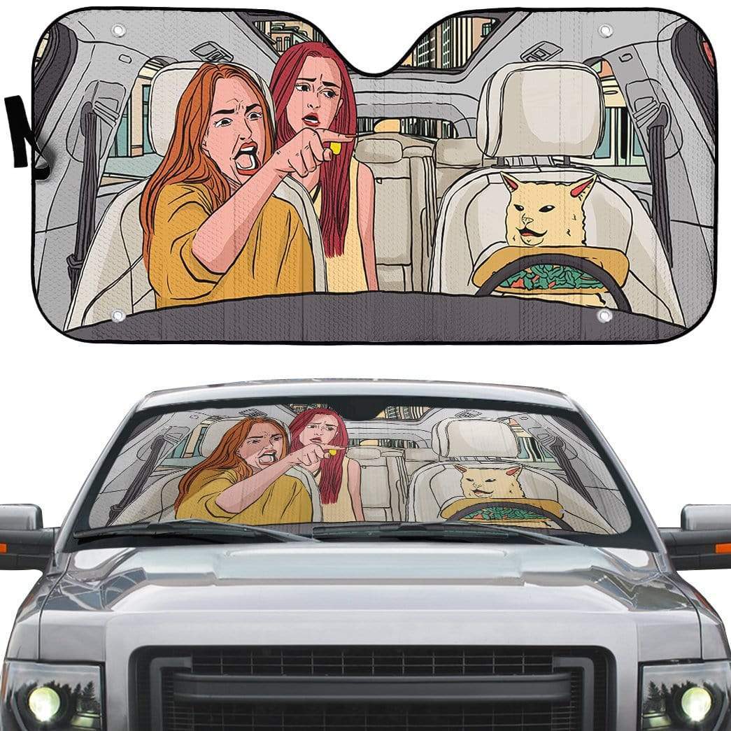 gearhumans 3D Yelling At A Cat Custom Car Auto Sunshade GC13071 Auto Sunshade